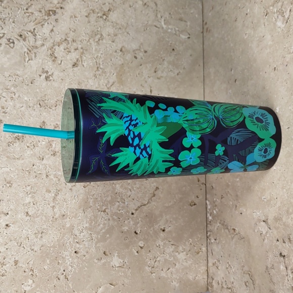 Starbucks Limited Edition Summer 2022 Teal Forest Floral Stainless Steel 24oz - Picture 2 of 7